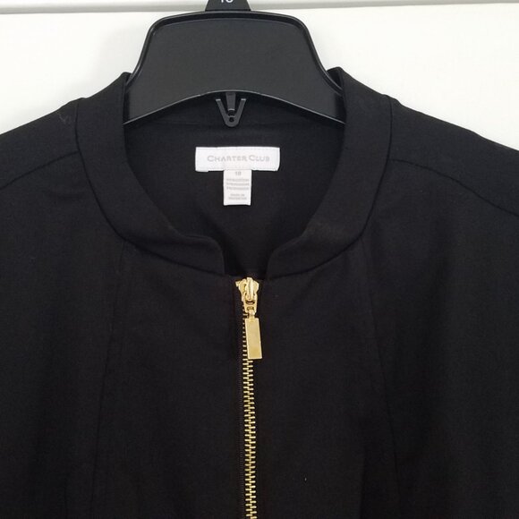 Charter Club Stand Collar Zip Front Blazer Jacket Black w/Gold Buttons Size 18 - Picture 3 of 9